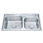 Double Kitchen Sink Embossed Polished Stainless Steel Kitchen Sink For Home Decor Without Drain Board 40,000FRW