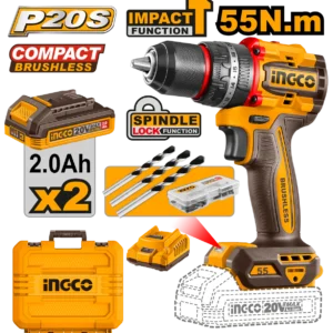 P20S/20V Lithium-Ion Compact Brushless Cordless Impact Drill ING-COR (130,000 FRW)